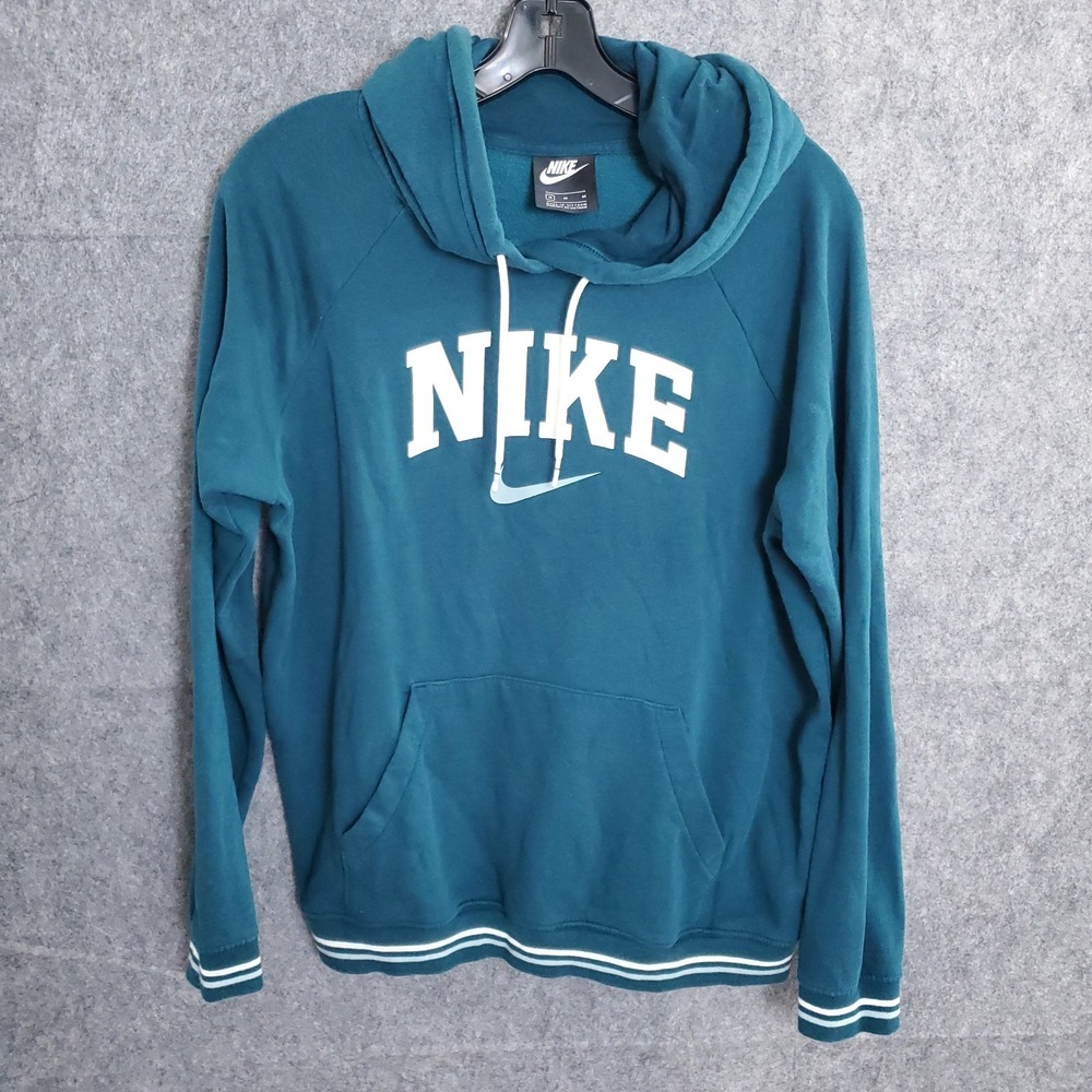 Nike Hoodie Women's Center Swoosh Boxy Baggy Athleisure Medium Green Sweatshirt